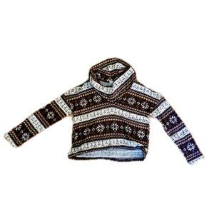 Chloe K  Printed Cowl Neckline Knit Brown Sweater Sz. XL